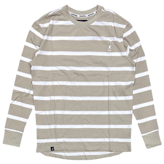 Kangol Men's T-Shirt Yarn Dyed Stripe Pique Embroidered Logo Long Sleeve Tee (XX-Large, Sand)