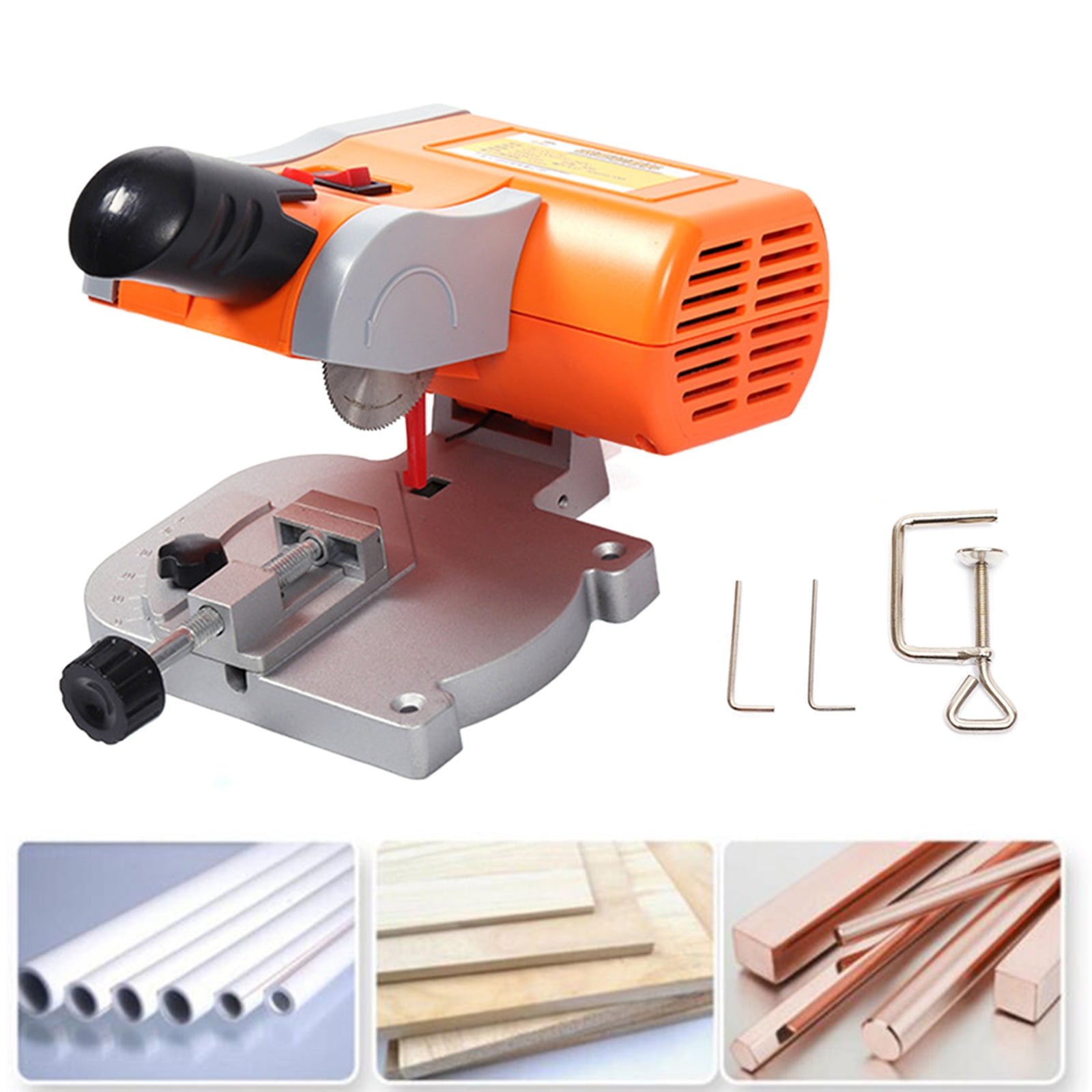 Portable Electric Bench-top Cut-Off Miter Saw, Mini 0-45°Adjustable 7800r/Min Wood, Plastic, Stone, Non-Ferrous Metals Cutter Cutting Tool