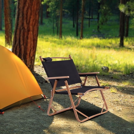 Kangteen Patio Aluminum Alloy Indoor/Outdoor Camping Waterproof Folding Chair, Black