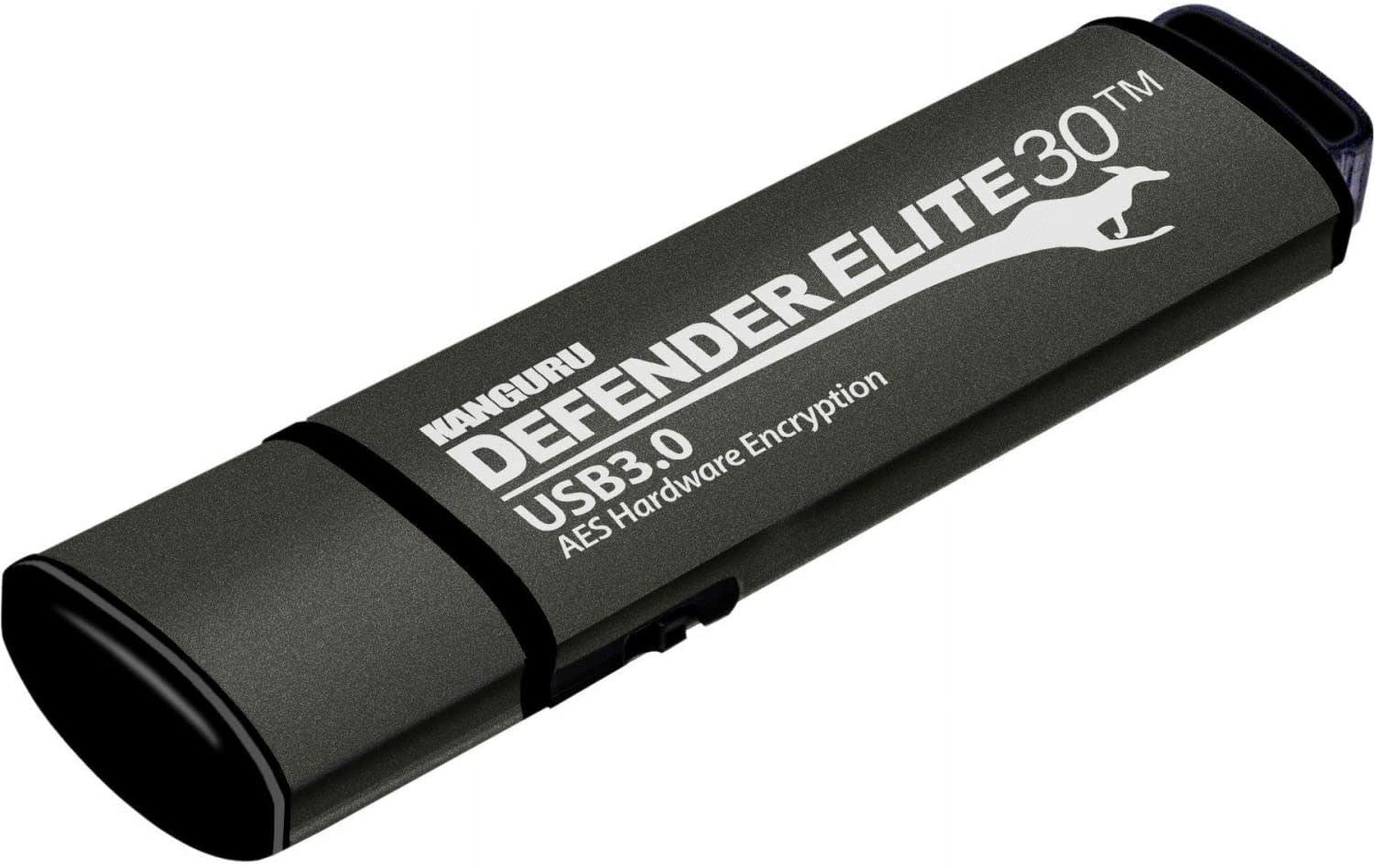 Kanguru Defender Elite30, Hardware Encrypted, Secure, SuperSpeed USB 3.0 Flash Drive, 64G - AES 256-Bit Hardware Encrypted, USB3.0, Write-Protect Switch, Remotely Manageable, TAA Compliant