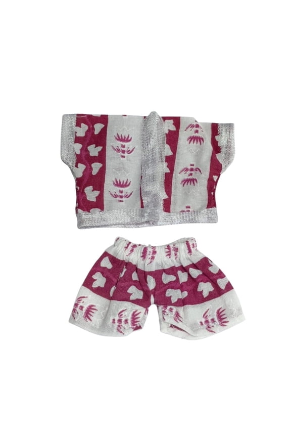 Kanha Ji Cotton Dress Set for Laddu Gopal Idol, Floral Printed Kurta Pajama Outfit, Soft Fabric Temple Wear