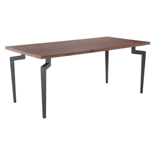 Kani Walnut and Black Steel Rectangular Dining Table