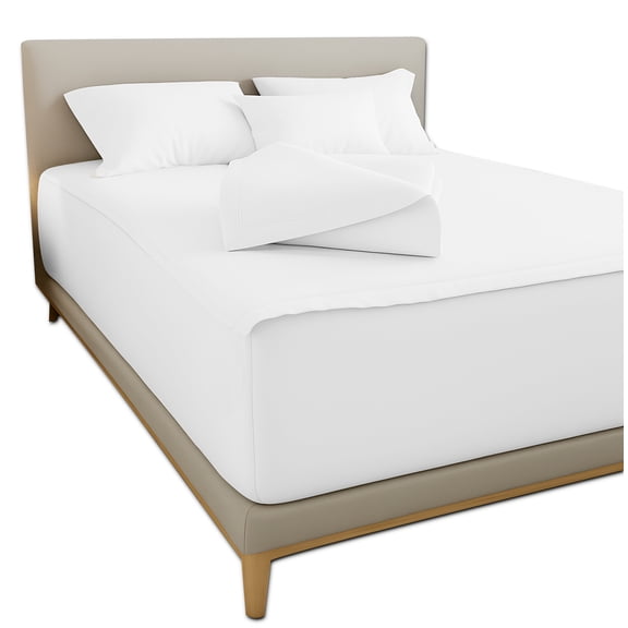 Kanishka Bedding Soft Luxurious Cotton Zip-On Fitted Sheet 8" inch Deep Pocket Include 1 Fitted Base Sheet and 2 Top Zip sheets - White - Queen Size