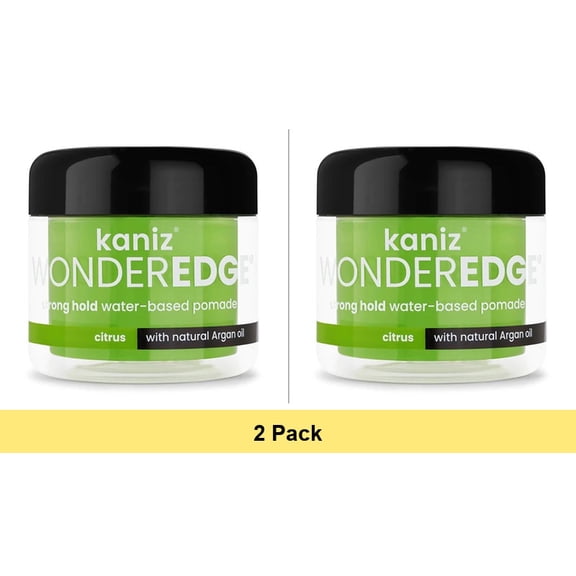Kaniz Wonder Edge Strong Hold Water Based Pomade with Argan Oil, Citrus, 4 Oz - 2 Pack