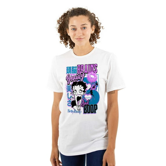 Kanji Betty Boop Beauty and Brains Women Plus Size Graphic Tee Tees Brisco Brands 2X