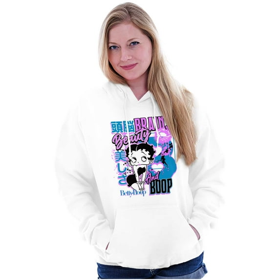 Kanji Betty Boop Beauty and Brains Women Plus Size Hoodie Brisco Brands 3X