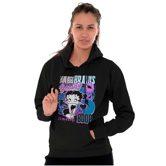 Kanji Betty Boop Beauty and Brains Women Plus Size Hoodie Brisco Brands 3X