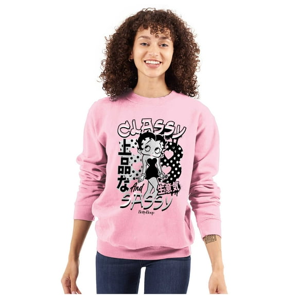 Kanji Betty Boop Classy and Sassy Women Crewneck Sweatshirt Brisco Brands S