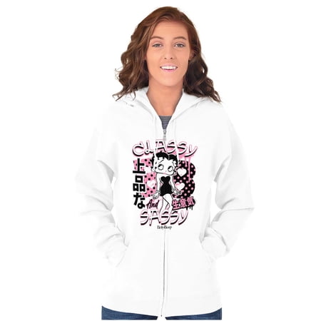 Kanji Betty Boop Classy and Sassy Zip Hoodie Sweatshirt Women Brisco Brands S