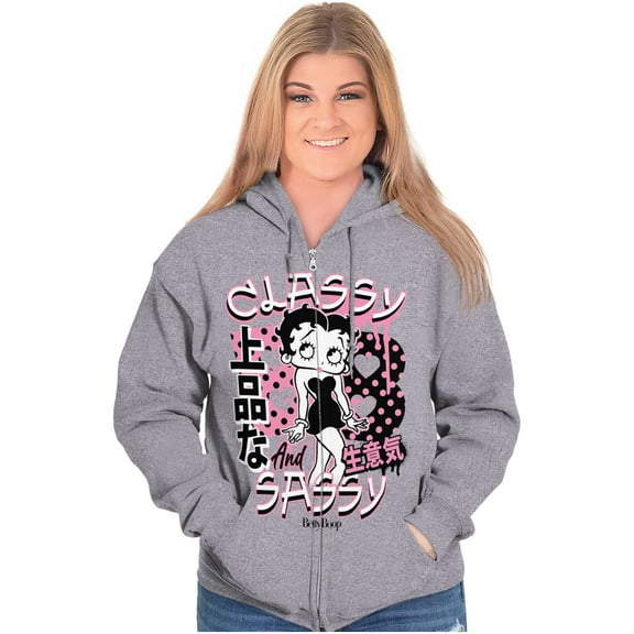 Kanji Betty Boop Classy and Sassy Zip Hoodie Sweatshirt Women Brisco Brands X
