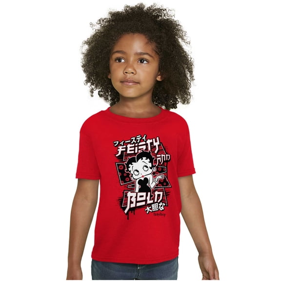 Kanji Betty Boop Feisty and Bold Girls Kids T Shirt Tees Teen Brisco Brands L
