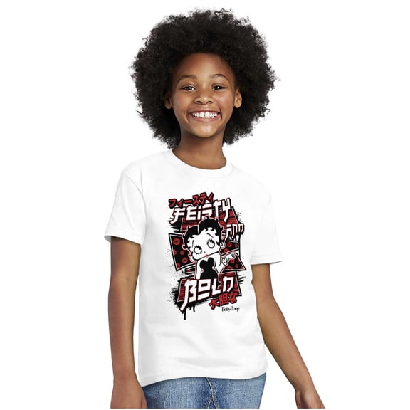 Kanji Betty Boop Feisty and Bold Girls Kids T Shirt Tees Teen Brisco Brands L
