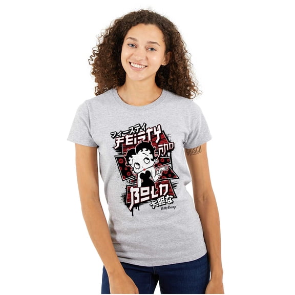 Kanji Betty Boop Feisty and Bold Women's T Shirt Ladies Tee Brisco Brands X