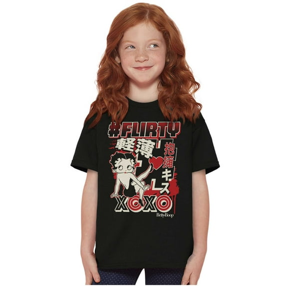 Kanji Betty Boop Hashtag Flirty XOXO Girls Kids T Shirt Tees Teen Brisco Brands XS