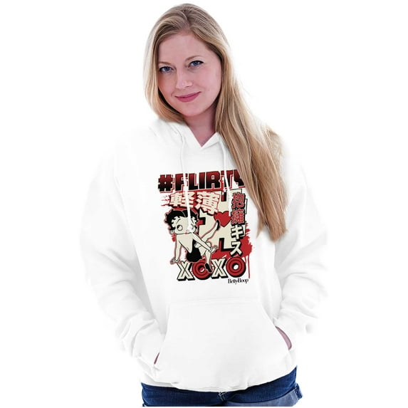 Kanji Betty Boop Hashtag Flirty XOXO Hoodie Sweatshirt Women Brisco Brands X