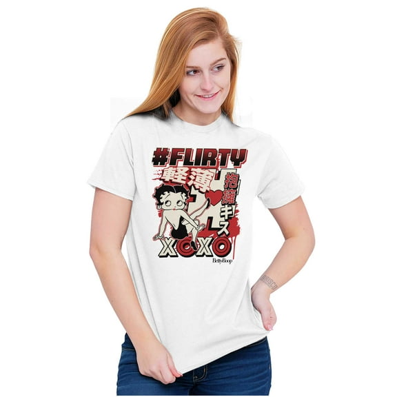 Kanji Betty Boop Hashtag Flirty XOXO Women Plus Size Graphic Tee Tees Brisco Brands 2X