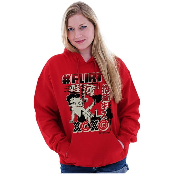 Kanji Betty Boop Hashtag Flirty XOXO Women Plus Size Hoodie Brisco Brands 2X
