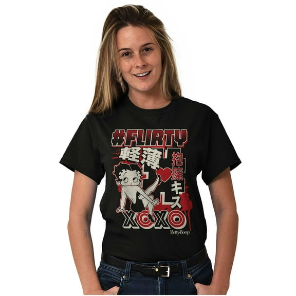 Kanji Betty Boop Hashtag Flirty XOXO Women's Graphic T Shirt Tees Brisco Brands S