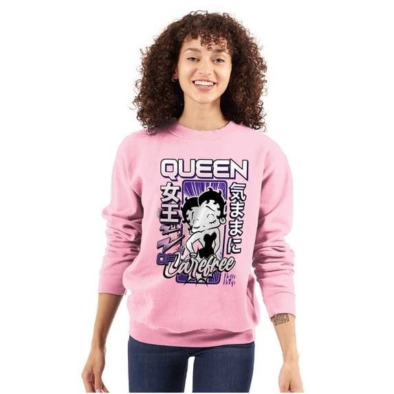 Kanji Betty Boop Queen of Carefree Women Crewneck Sweatshirt Brisco Brands S
