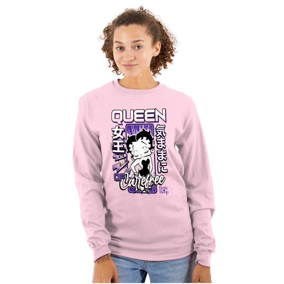 Kanji Betty Boop Queen of Carefree Women's Long Sleeve T Shirt Brisco Brands S
