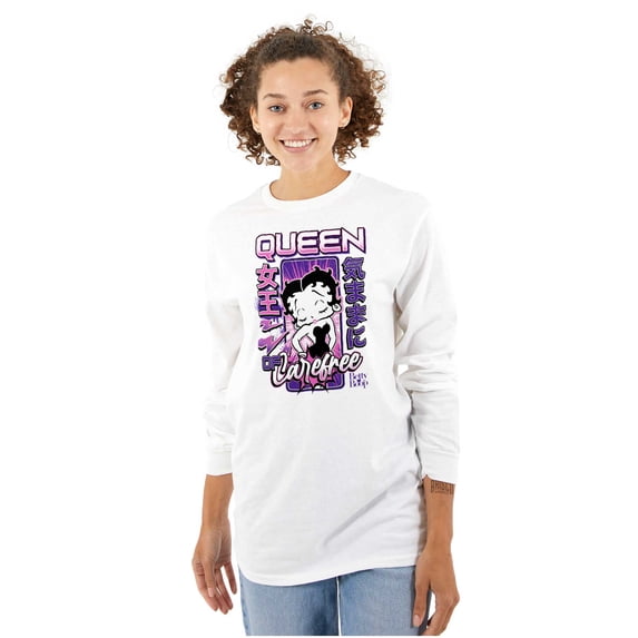 Kanji Betty Boop Queen of Carefree Women's Long Sleeve T Shirt Brisco Brands S