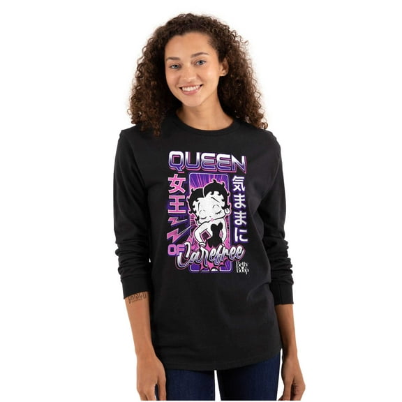 Kanji Betty Boop Queen of Carefree Women's Long Sleeve T Shirt Brisco Brands S