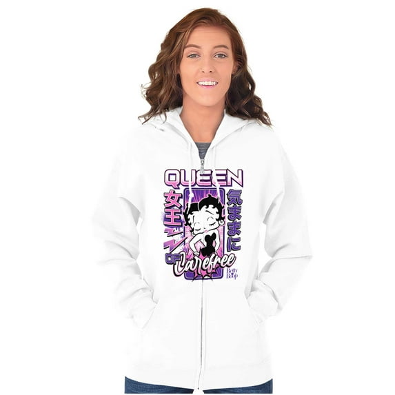 Kanji Betty Boop Queen of Carefree Zip Hoodie Sweatshirt Women Brisco Brands M
