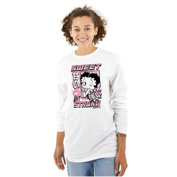Kanji Betty Boop Sweet But Strong Women's Long Sleeve T Shirt Brisco Brands S