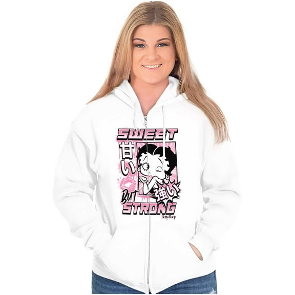 Kanji Betty Boop Sweet But Strong Zip Hoodie Sweatshirt Women Brisco Brands S