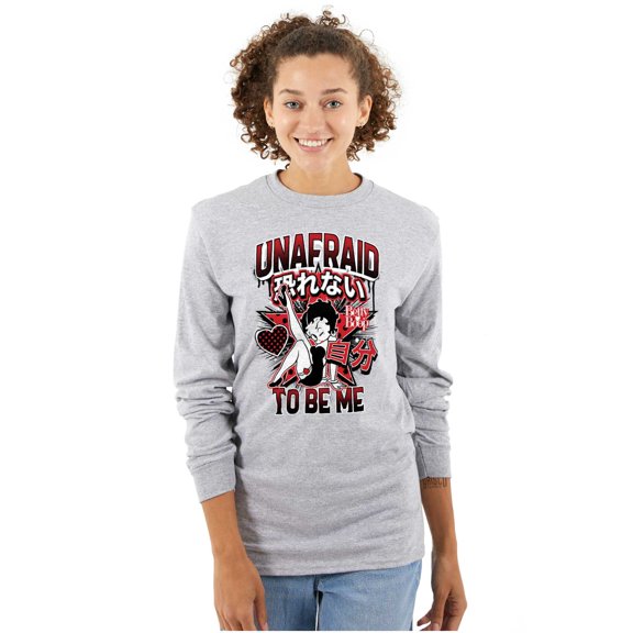 Kanji Betty Boop Unafraid To Be Me Women Plus Size Long Sleeve Graphic Tee Brisco Brands 3X