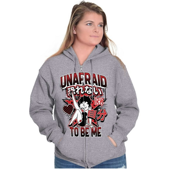 Kanji Betty Boop Unafraid To Be Me Women Plus Size Zipper Hoodie Brisco Brands 4X
