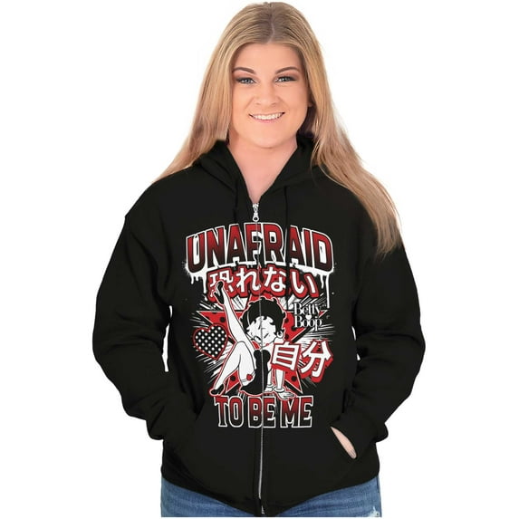 Kanji Betty Boop Unafraid To Be Me Women Plus Size Zipper Hoodie Brisco Brands 5X