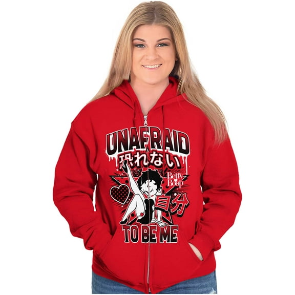 Kanji Betty Boop Unafraid To Be Me Zip Hoodie Sweatshirt Women Brisco Brands L