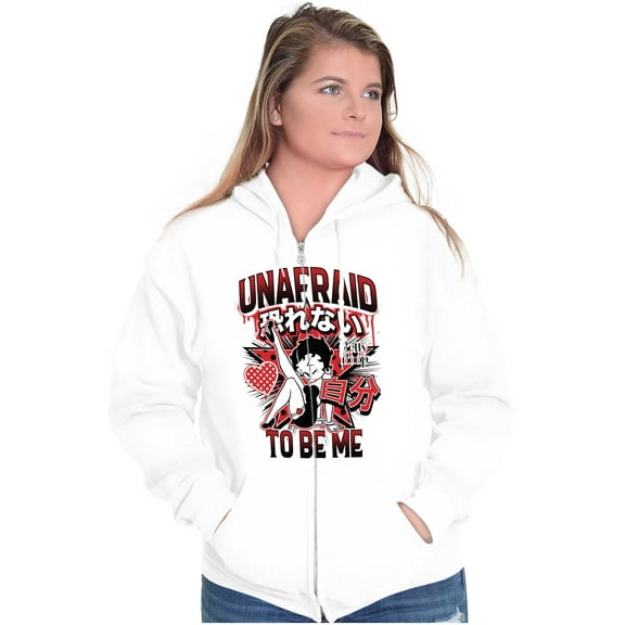 Kanji Betty Boop Unafraid To Be Me Zip Hoodie Sweatshirt Women Brisco Brands L