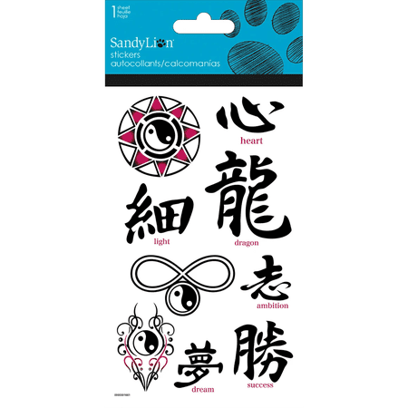 Kanji Clear Stickers, Traditional Han Characters with Meanings, Includes Yin, Yang Symbols, Add Cultural Depth, Sentiment to Crafts, Journals, Cards, Perfect for Thoughtful DIY Projects, Black, White