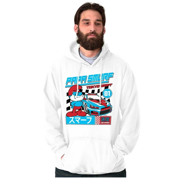 Kanji Papa Smurf Tokyo Drift Racecar Hoodie Hooded Sweatshirt Men Brisco Brands S