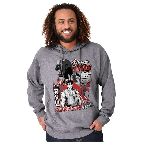 Kanji Street Fighter Dream Big Ryu Men Big & Tall Graphic Hoodie Brisco Brands 4X