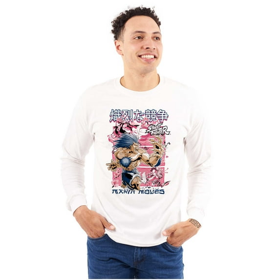 Kanji Street Fighter Makin Moves Unisex Plus Size Long Sleeve Tee Shirt Brisco Brands 2X