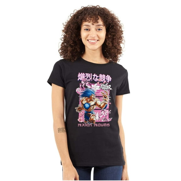 Kanji Street Fighter Makin Moves Women's T Shirt Ladies Tee Brisco Brands S