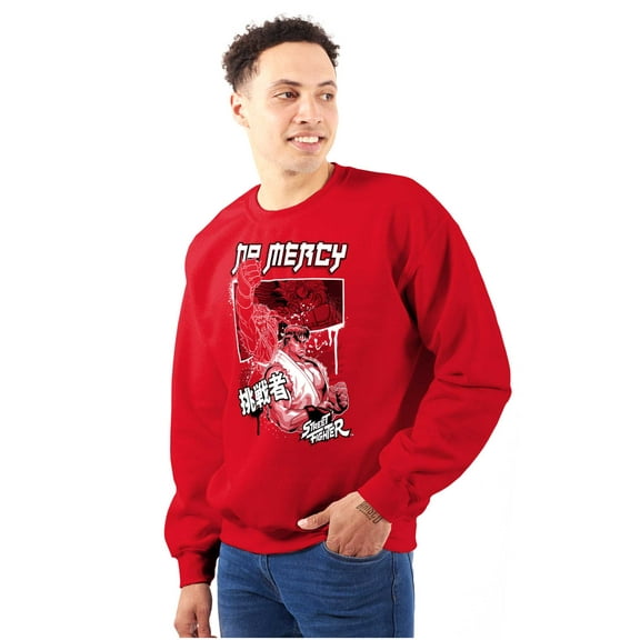 Kanji Street Fighter No Mercy Ryu Men Big & Tall Sweatshirt Brisco Brands 3X