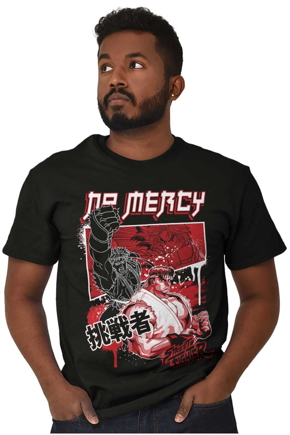 Kanji Street Fighter No Mercy Ryu Men's Graphic T Shirt Tees Brisco Brands S
