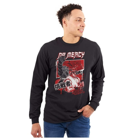 Kanji Street Fighter No Mercy Ryu Men's Long Sleeve Tee T Shirt Brisco Brands L
