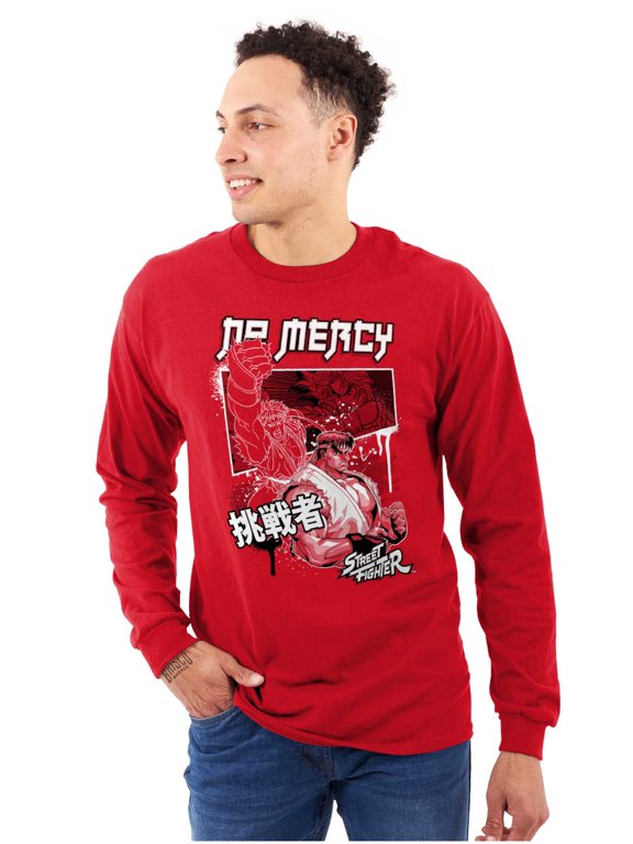 Kanji Street Fighter No Mercy Ryu Men's Long Sleeve Tee T Shirt Brisco Brands S
