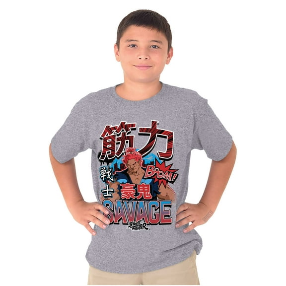 Kanji Street Fighter Savage Akuma Boys Kids T Shirt Tees Tops Teen Brisco Brands M