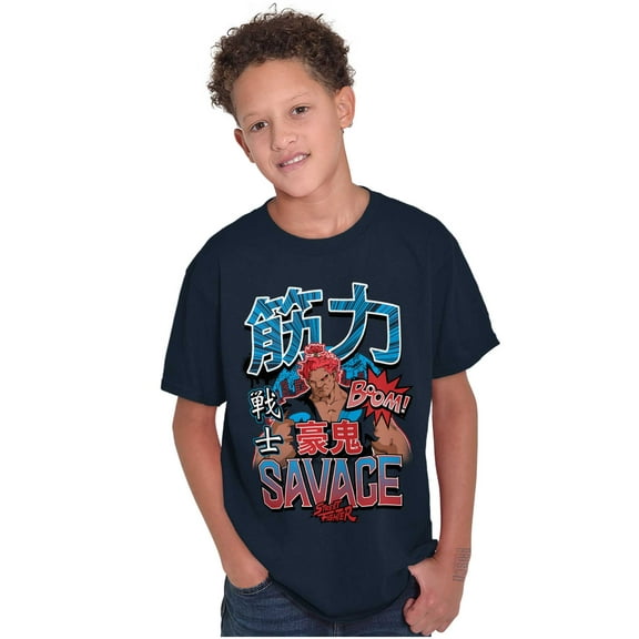 Kanji Street Fighter Savage Akuma Boys Kids T Shirt Tees Tops Teen Brisco Brands XS