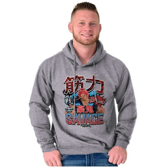 Kanji Street Fighter Savage Akuma Hoodie Hooded Sweatshirt Men Brisco Brands L