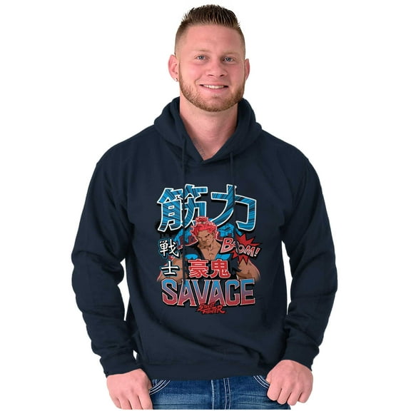 Kanji Street Fighter Savage Akuma Hoodie Hooded Sweatshirt Men Brisco Brands S