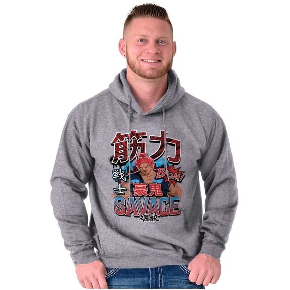 Kanji Street Fighter Savage Akuma Men Big & Tall Graphic Hoodie Brisco Brands 5X