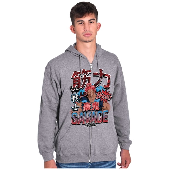 Kanji Street Fighter Savage Akuma Men Big & Tall Zip Hoodie Brisco Brands 5X