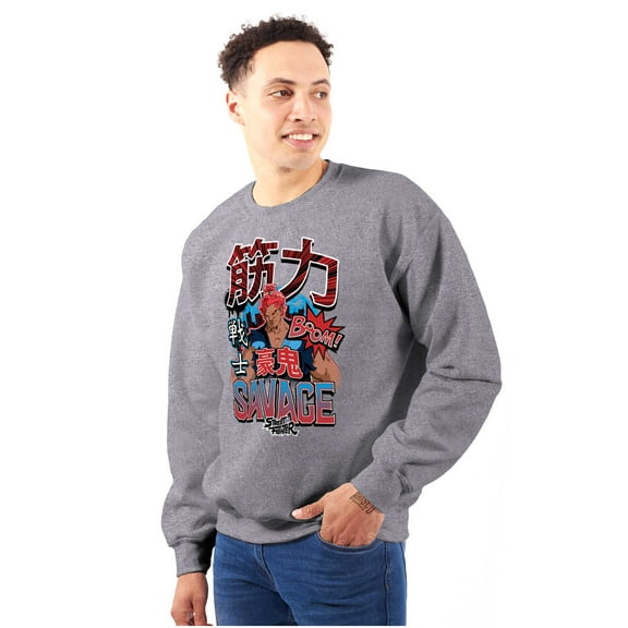 Kanji Street Fighter Savage Akuma Men's Crewneck Sweatshirt Brisco Brands L